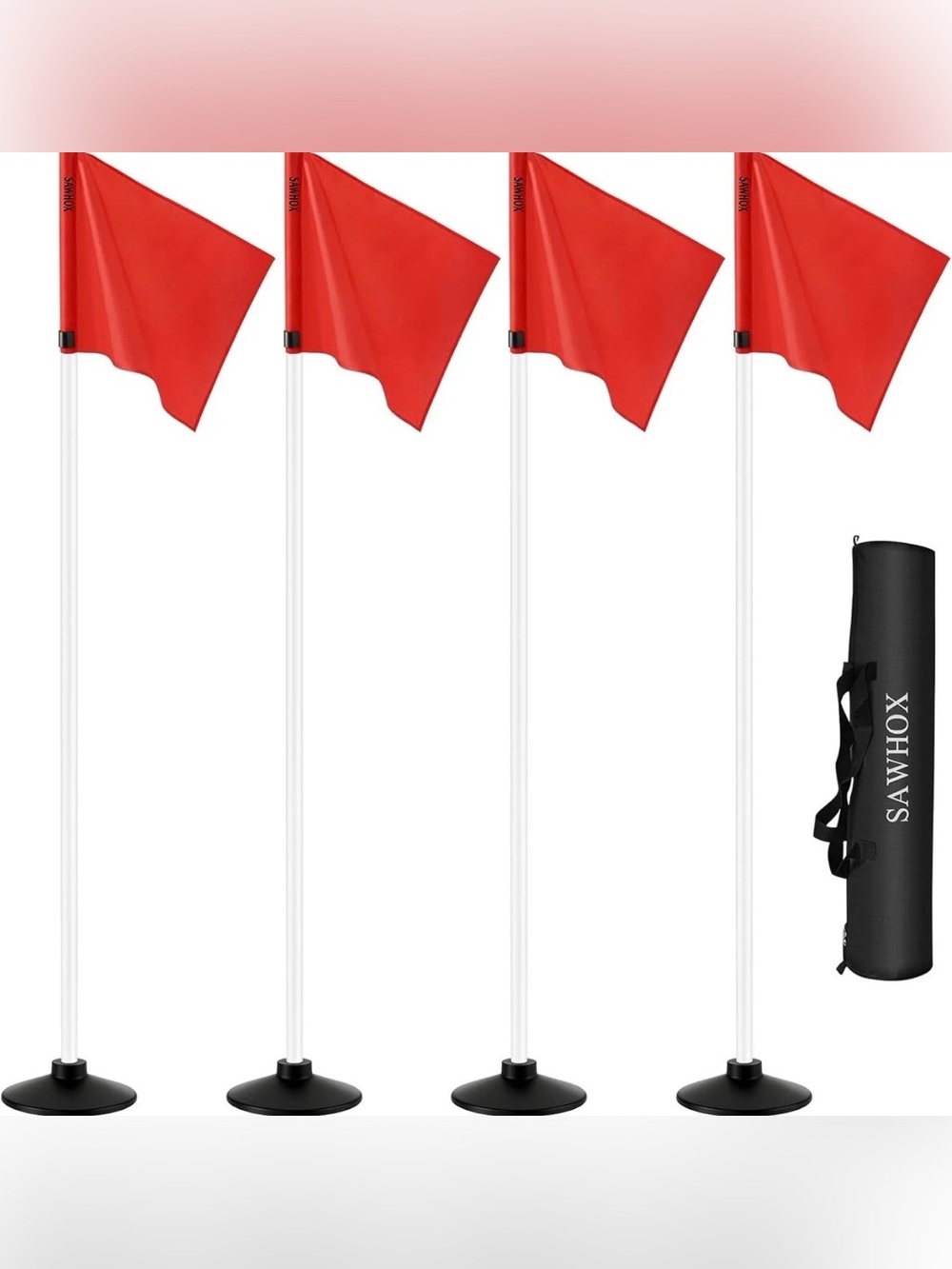 New Soccer Corner Flags Set of 4 Field Weighted Rubber Bases Adjustable Height